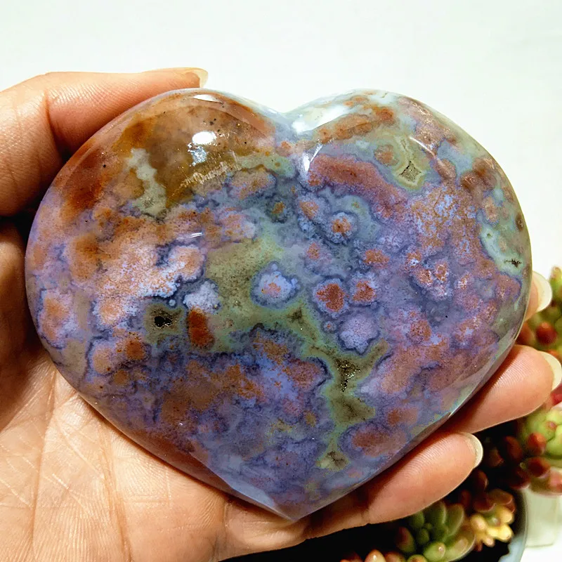 Natural pretty Ocean Jasper Sea Gem Meditation Energy Heart Sorcerer Exorcism Cures Crystal Home Feng Shui Decoration