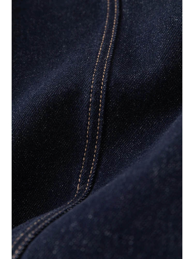 ZIQIAO Giacca di jeans blu scuro retrò stile casual per donna 2023 Autunno recentemente allentato tutto-fiammifero pendolari giacca corta cappotto