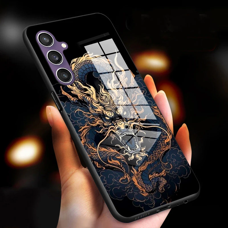 Dragon Fundas for Samsung Galaxy A04 A05 A22 A23 A24 A25 A34 A33 A35 A55 M54 S22 S23 S24 PLUS ULTRA 5G Tempered Glass Case Cover