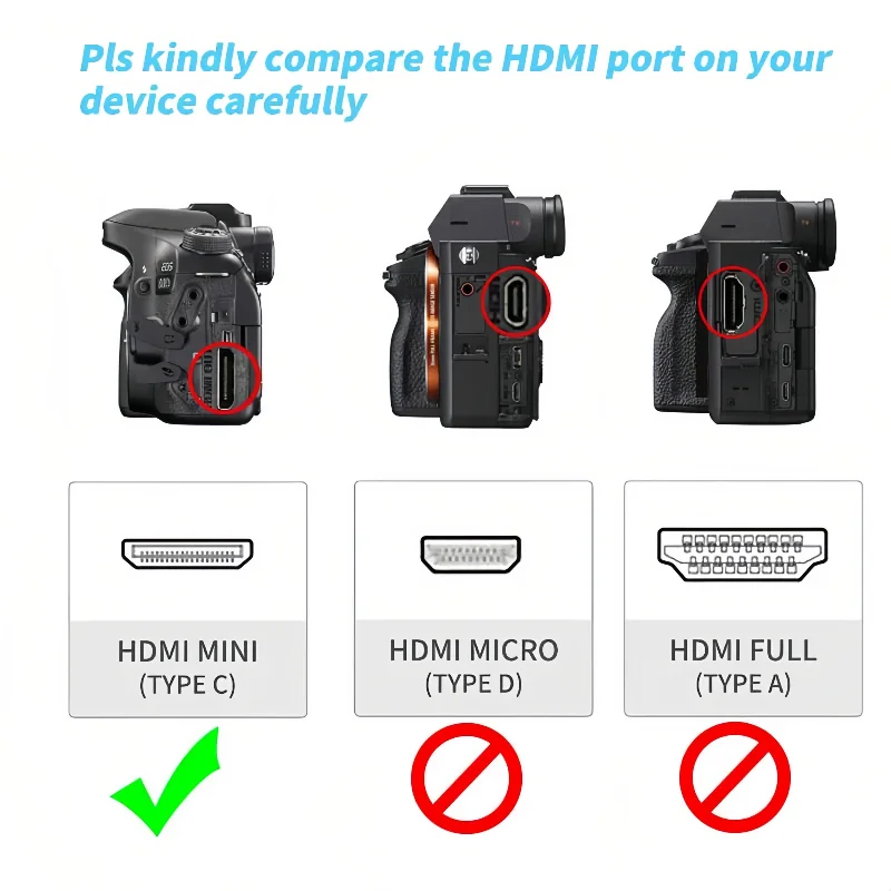 4K@60Hz Micro/Mini HDMI zu HDMI Kabel 18Gbps 2K@120Hz HDMI 2.0 HDR ARC für Kamera Sony Nikon Monitor Projektor HDTV Kamerakabel – Detail 10