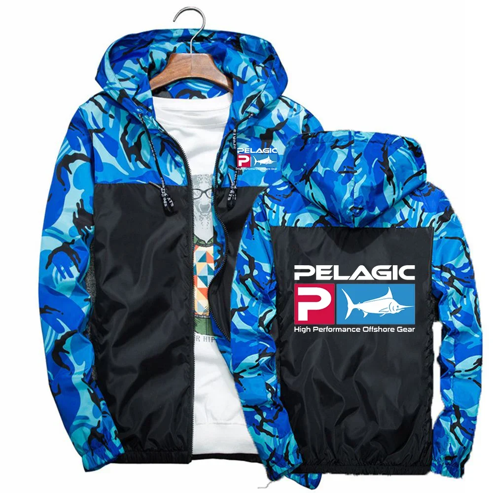 

Pelagic Fishing Logo Printed Jackets Zipper Waterproof Outdoor Sportswear Casual Hoodie Rain Coat Climbing Men Windbreake