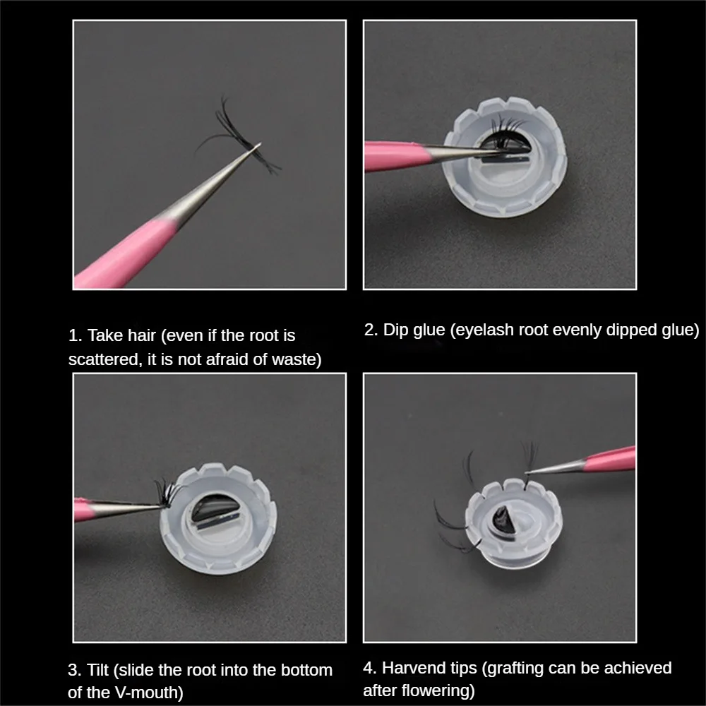 1/2PCS supporto per colla per ciglia individuale innesto di ciglia finte anello per tazza di fiori bianchi strumento per supporto adesivo per l'estensione delle ciglia