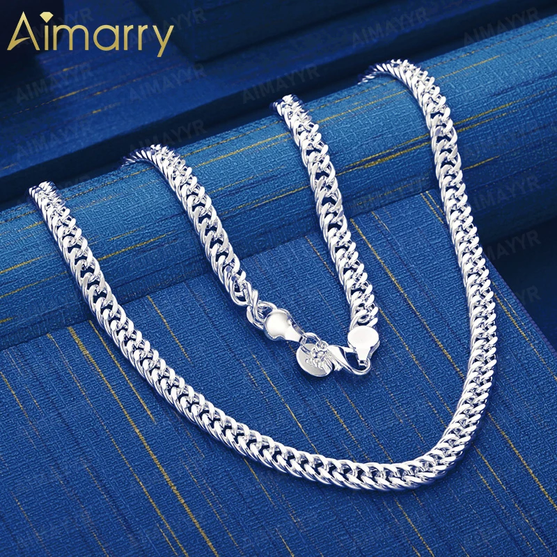 925 Sterling Silver 6mm Heavy-duty Twisted Ring Buckle Necklace 18-24 Inches Unisex Banquet Engagement Wedding Fashion Jewelry