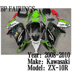 For Kawasaki Ninja ZX10R 08 09 10 fairing kit free custom fairings 2008 2009 2010 ZX-10R set Green Black
