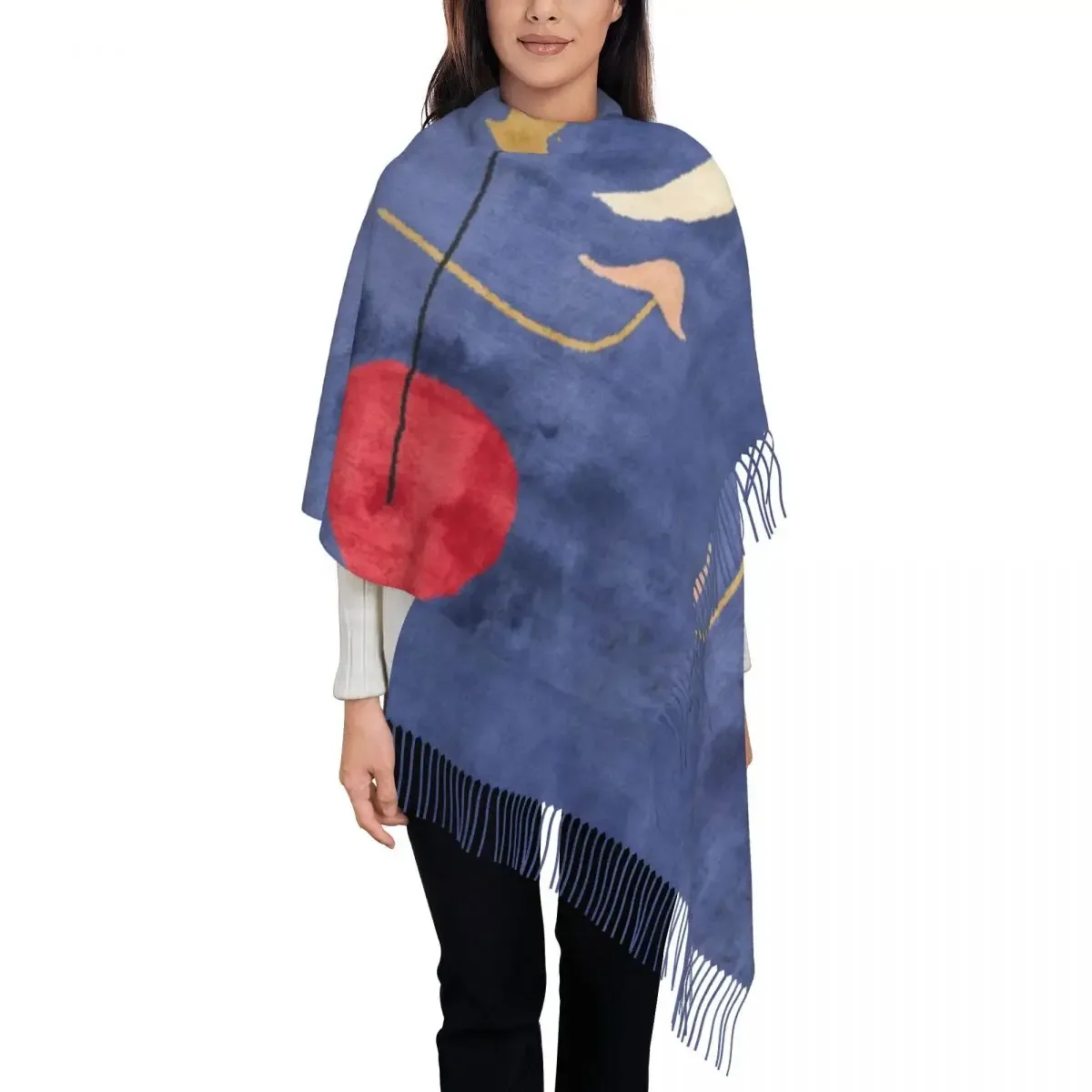 Lady Large Spanish Dancer Scarves Women Winter Soft Warm Tassel Shawl Wraps Joan Miro Abstract Art Scarf