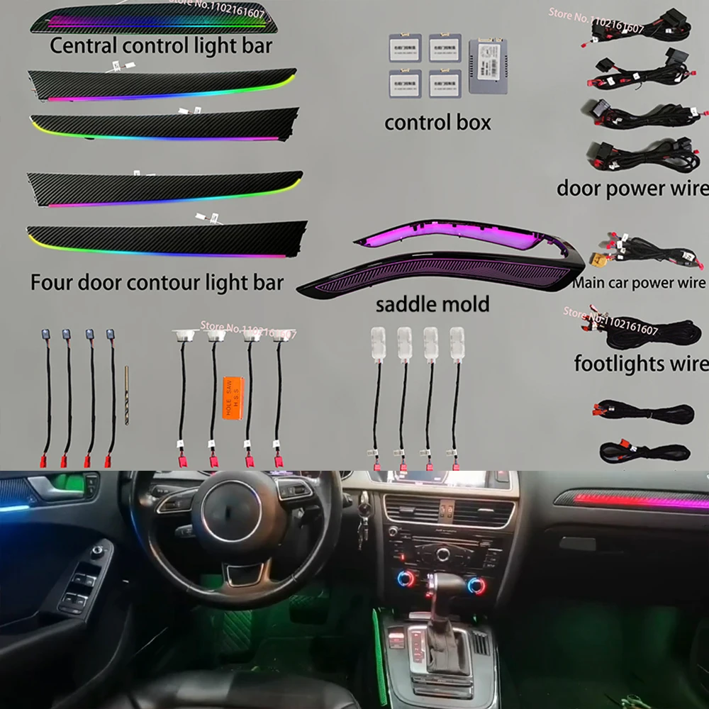

21 цвет для Audi A4 S4 B8 2009-2016 приборная панель окружающий свет светодиодная дверь центральная консоль полоса декоративная атмосферная лампа