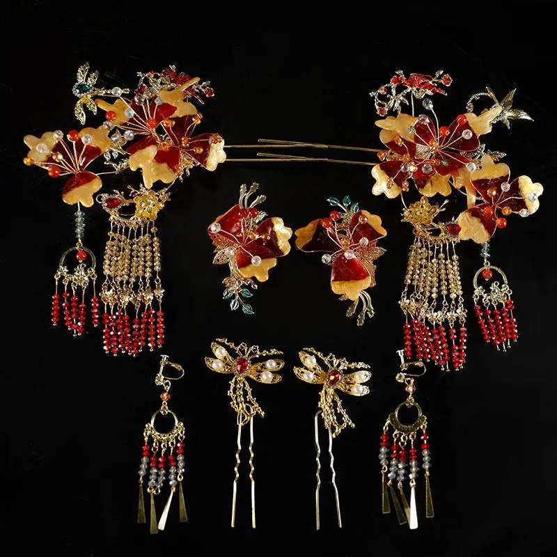 

Xiuhe Headdress 2025 New High-End Chinese Bridal Headdress Xiuhe Clothing and Gown Coronet Hairpin Hairpin Wedding