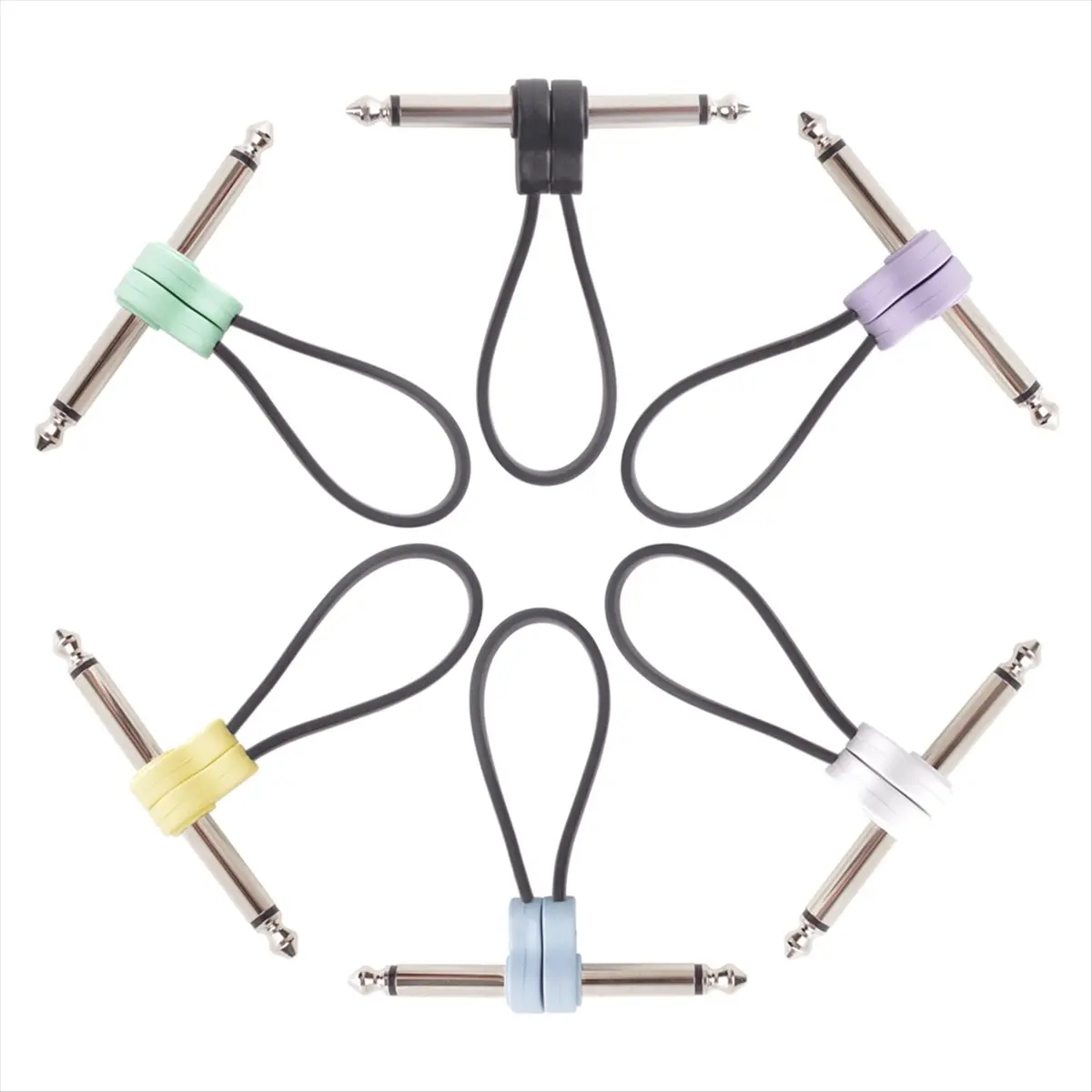 

A64K 6 Packs 16cm Guitar Effect Pedal Flat Patch Cables Instrument Guitar Pedal Cable Connectors Patch Cable Multicolor