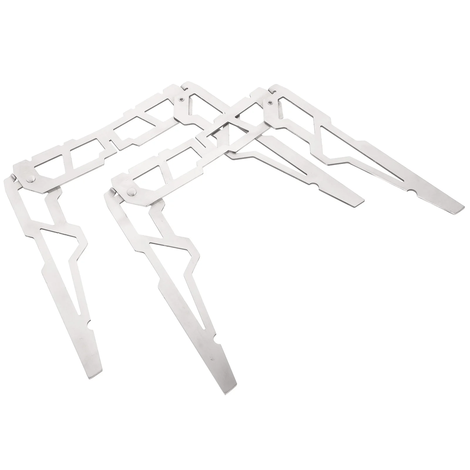 

Portable Camping Pot Rack Sturdy Stainless Steel Outdoor Foldable Reusable Wok Holder Silver Pan High Temperature Resistant