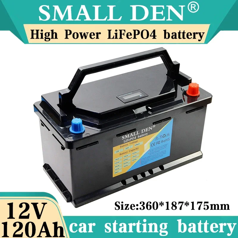 

New 12V 120AH LiFePo4 Battery Built-in BMS Lithium Iron Phosphate Cells Pack 6000 Cycles For RV Campers Golf Cart Solar Storage