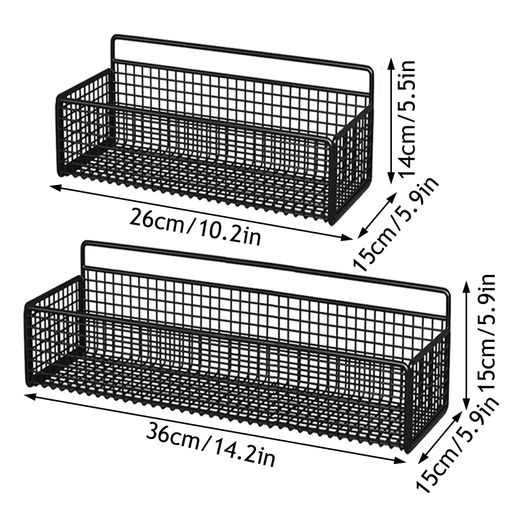 Black White Bathroom Storage Shelf Iron Organizer Shelf No Drill Storage Rack Kitchen Grid Shelf Wall Hanging Bathroom JJ2893V