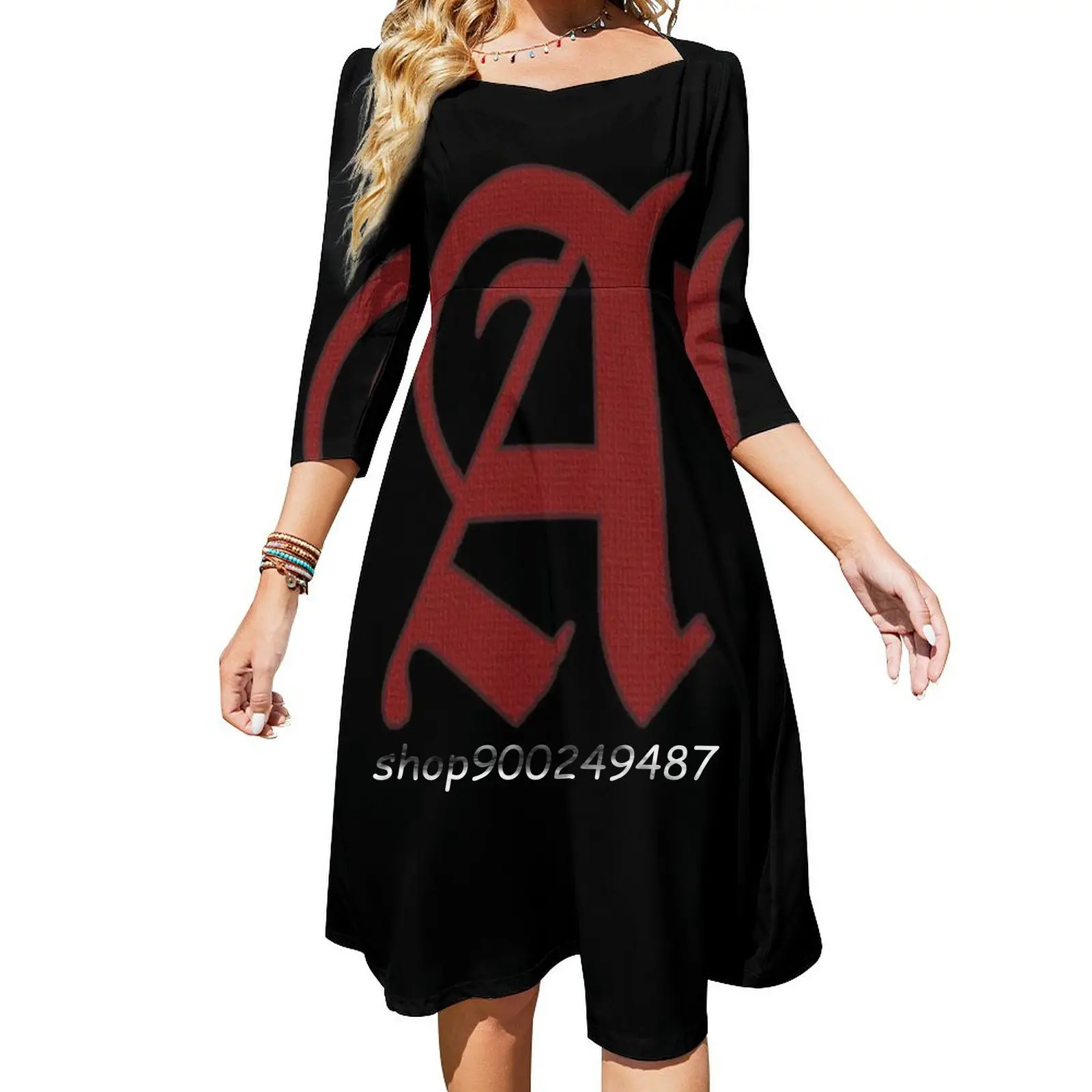 

The Scarlet Letter Sweetheart Knot Flared Dress Fashion Design Large Size Loose Dress The Scarlet Letter Movie Book History