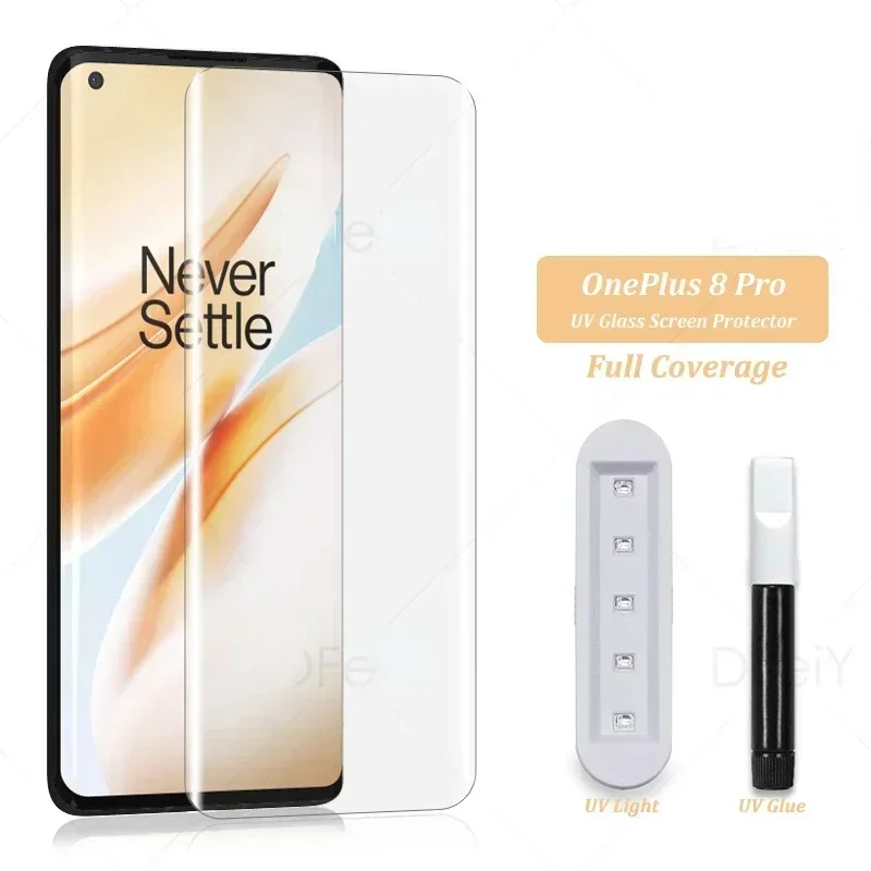 UV Glass for OnePlus 8 Pro Full Coverage UV Screen Protector for OnePlus 8 7 Pro Tempered Glass Film