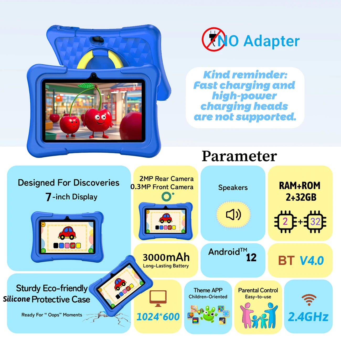 7 Inch Kid Tablet Android 32GB 5G WiFi Tablet PC Toddler Educational Learning Toys Dual Camera Children's Gift Kids Software