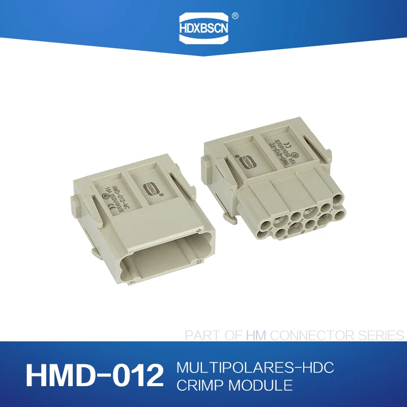 SOCKETS MULTIPOLARES-HDC SOCKETS RECTANGULAR HMD-012 HEAVY DUTY CONNECTOR 12PINS 10A 250V CRIMP MODULE