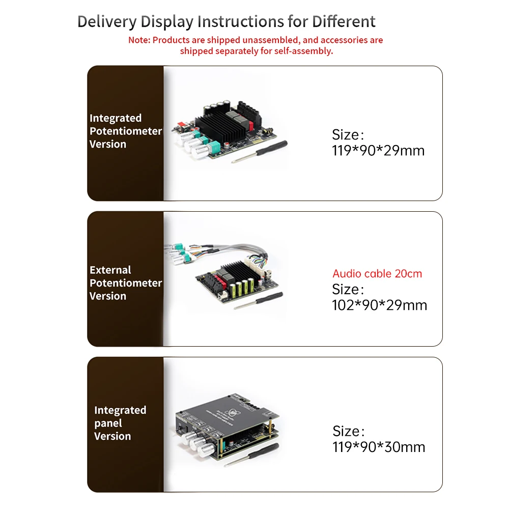 DC12-30V BT5.2 Digital Amplifier Board 2*100W Stereo TPA3221 Amplifier Chip BT/AUX/U Disk/USB Input
