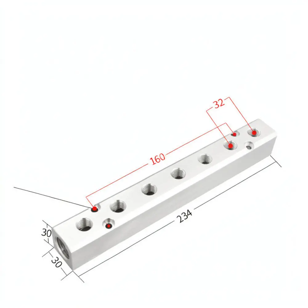 Industrial Air Manifold Block Aluminum Distributor For For BNTA Gas Piping Header Reliable Pneumatic System Accessory