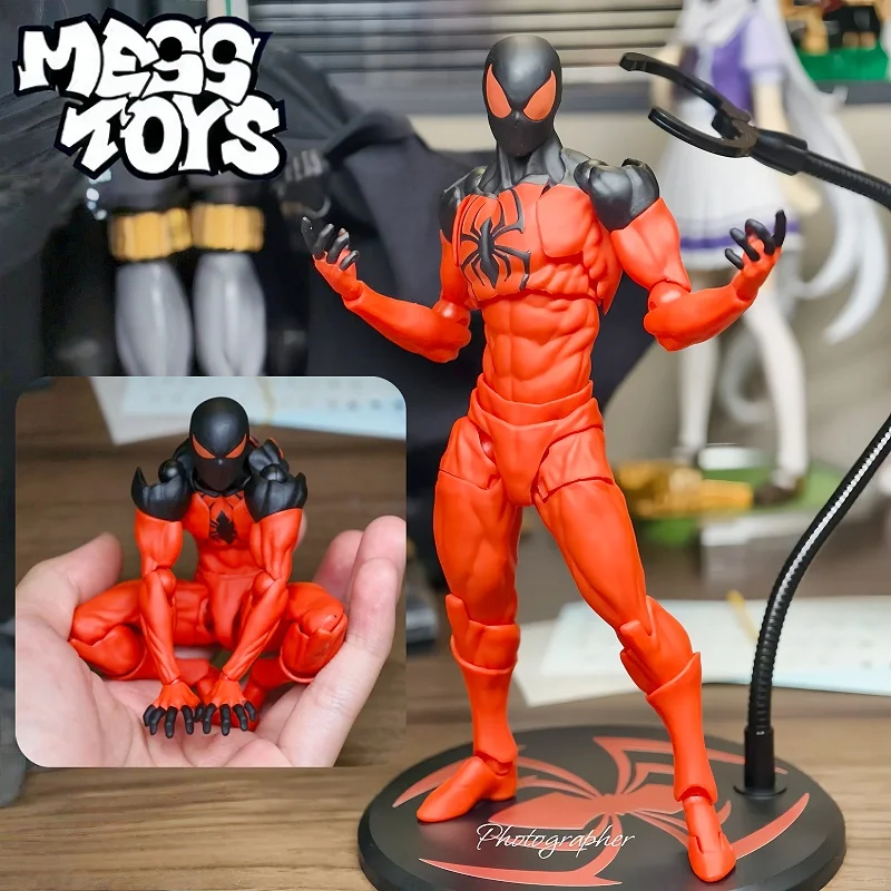 

In Stock Mess Toys Spider Man Symbiote Kaine Messtoys Spiderman Red Andblack Suit Spider Anime Action Figure Gift Toys