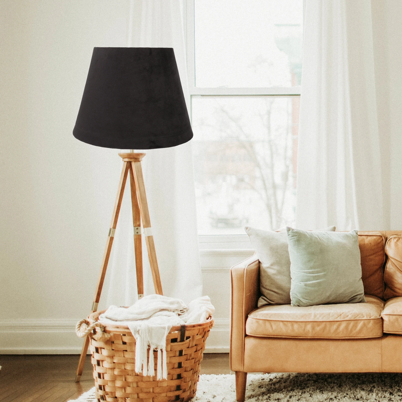 

Dark Grey Fabric Table Light Cover Simple Cloth Lampshade for Bedside Ch Home Lighting Accessory Lampshade