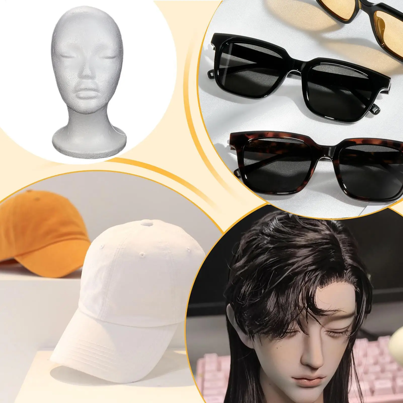 Foam Wig Head Model Mannequin Dummys Wig Glasses Hat Essential Hairpiece Stand Holder Female Model Salon Wig Fit Optimization view 4