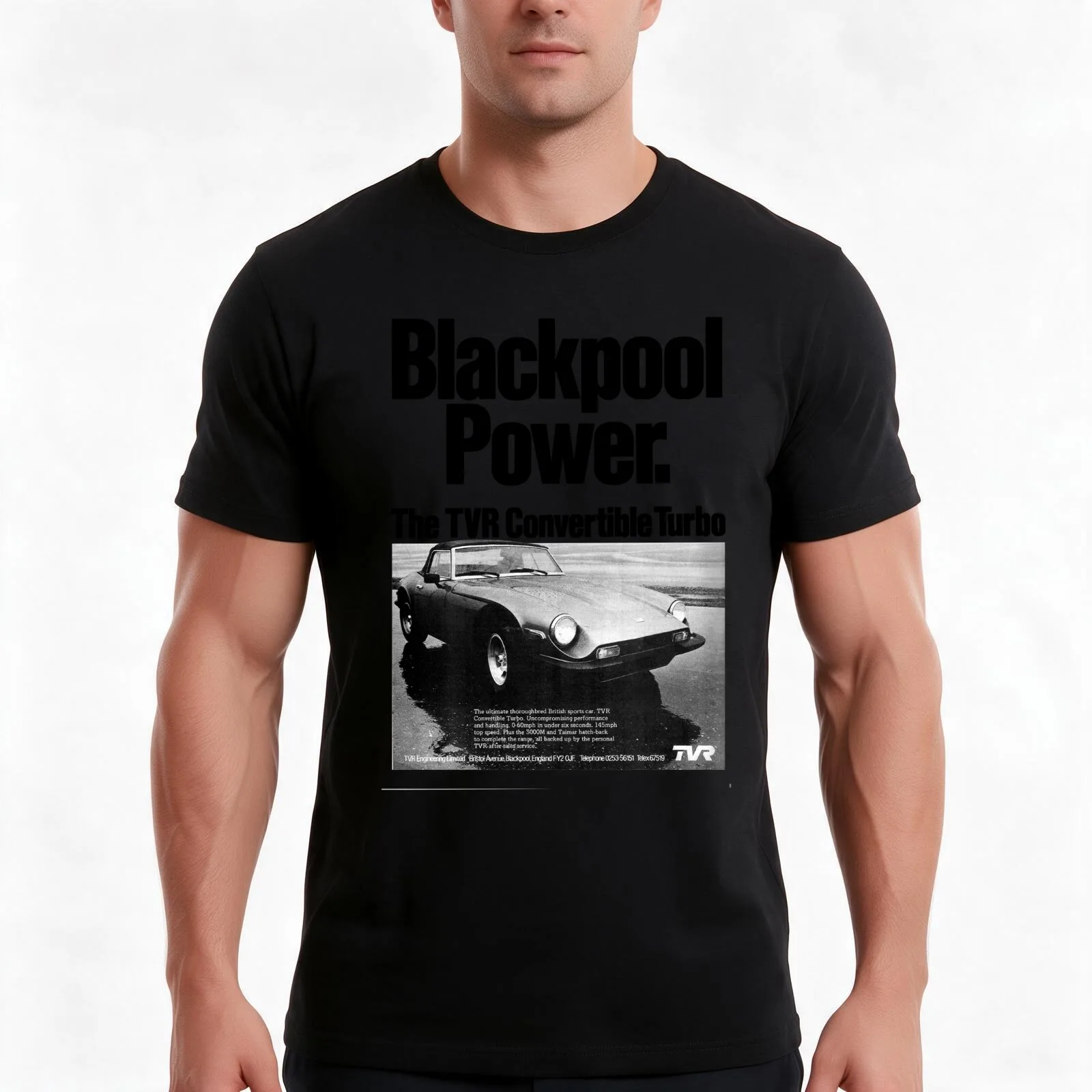 TVR M-SERIES TURBO CONVERTIBLE - BLACKPOOL THEMED T-Shirt, Summer Casual Cotton Tee, Oversized Streetwear Tops, Unisex Men Women