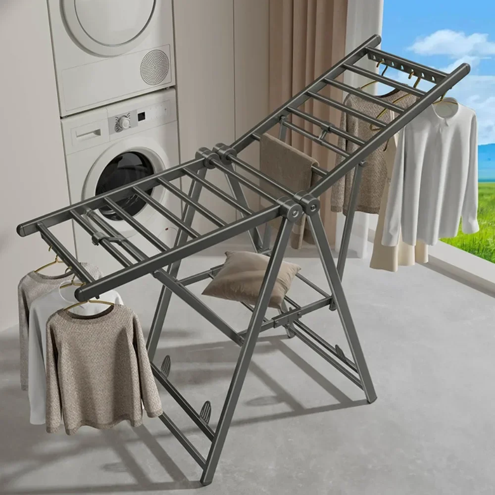 

Floor Balcony Clothes Rack Aluminum Alloy Multi-Functional Household Floor Drying Rack Minimalist Indoor/Outdoor Clothes Hanger