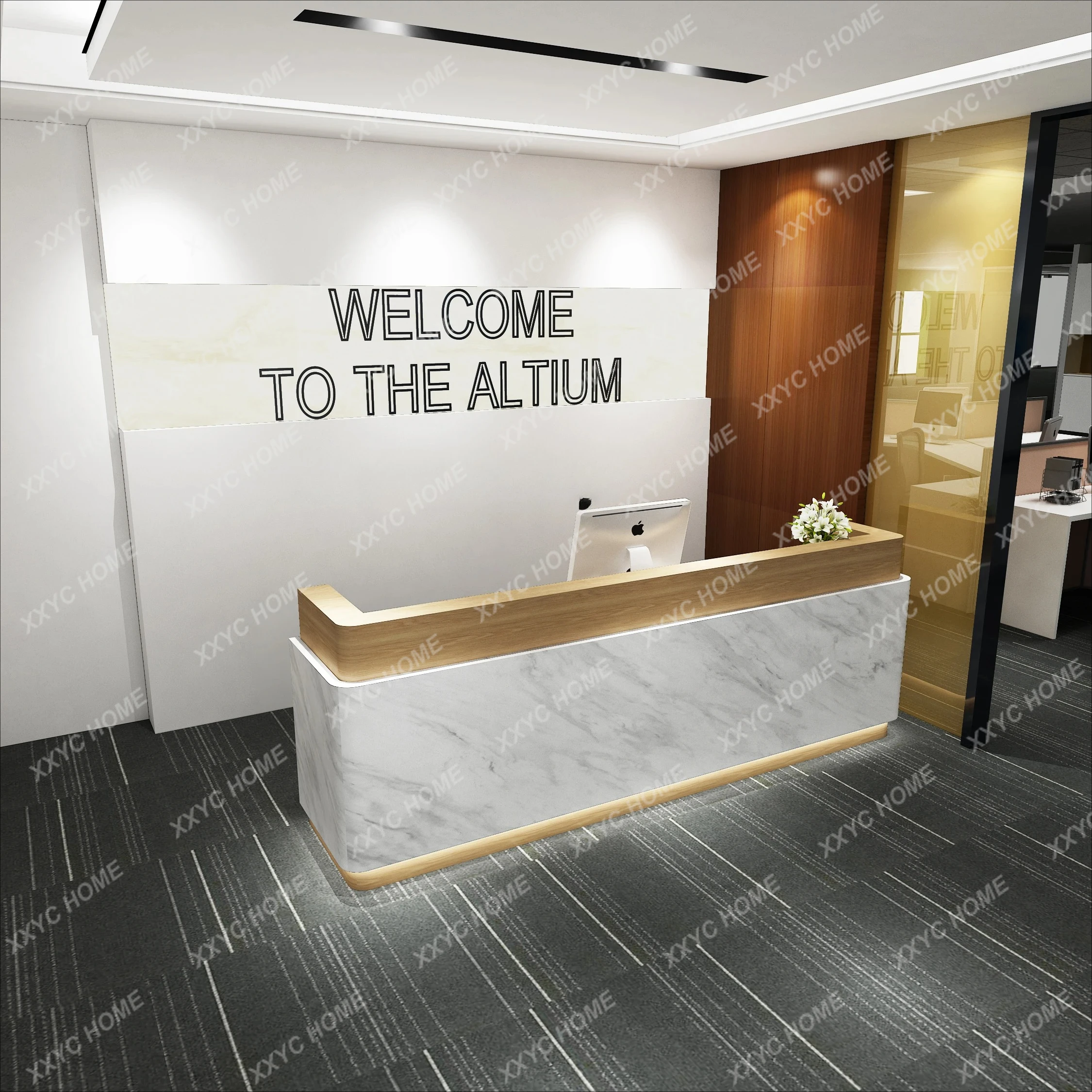 TTPaint Cashier Imitation Marble Company Front Desk Hall Information Desk Clothing Store Multi-Functional Bar Counter