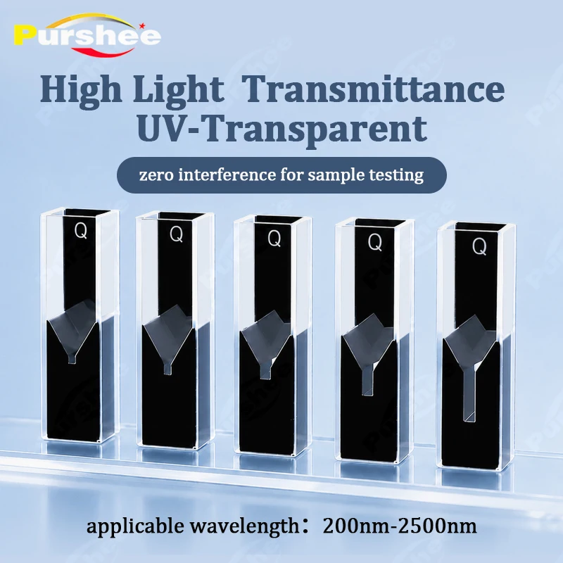 10-200μL Lichtdichte Mikro-Quarzküvette mit V-Nut und Schrägmündung für UV-Spektrophotometer, Labor-Biochemie-Test-Verbrauchsmaterial – Detail 2