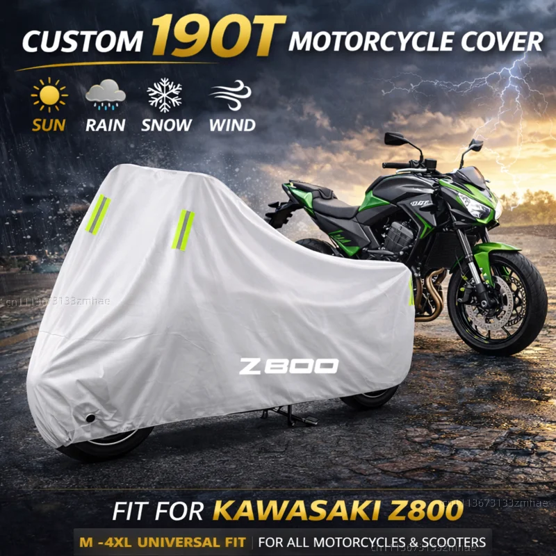

For Kawasaki Z 800 z800 2013-2016 with Z800 Motorcycle Cover Waterproof Heavy Duty Outdoor Rain Dust Sun Protector