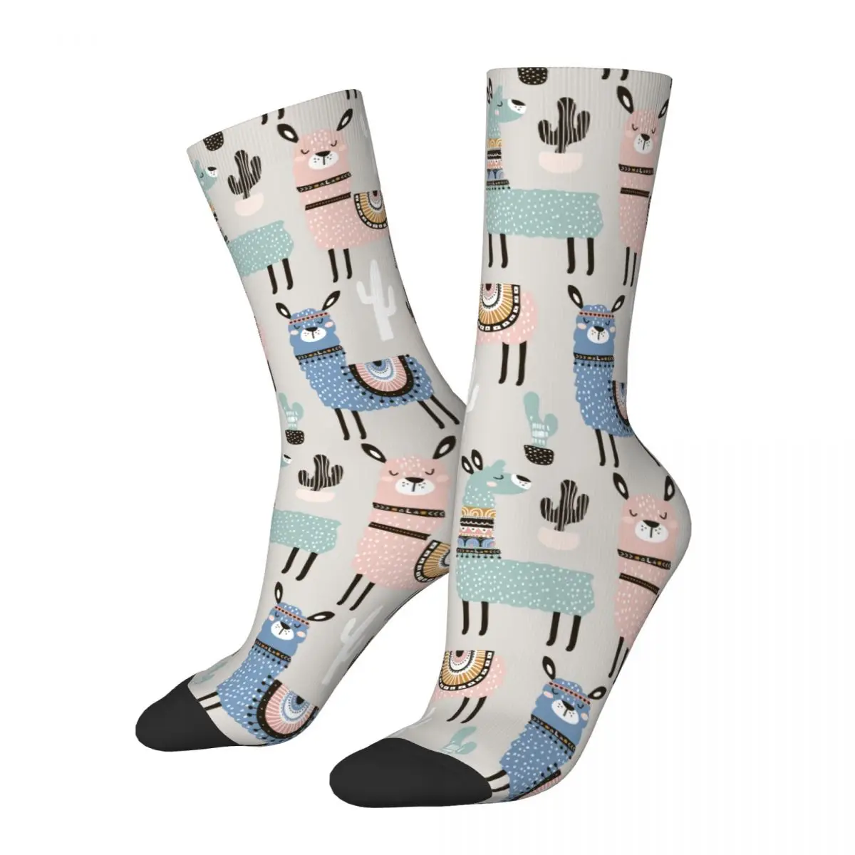 Autumn Winter Casual Women Men Alpaca Bohemia Socks Cute Cartoon Animal Sweat Absorbing Middle Tube Socks