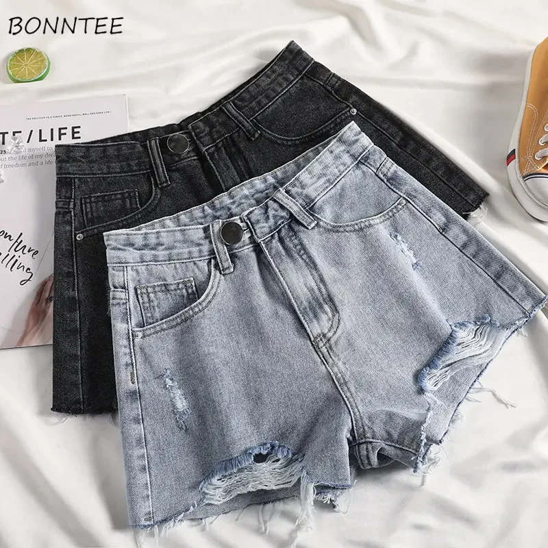 

Shorts Women Sexy Hole Denim Empire Summer Thin Korean Style Loose Fashion Clothing S-5XL Chic Trendy Simple Streetwear Vaqueros