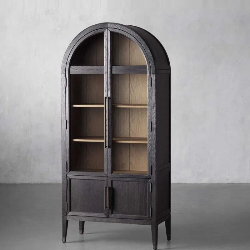 Arched Bookcase Glass Door Locker Medieval Bookshelf