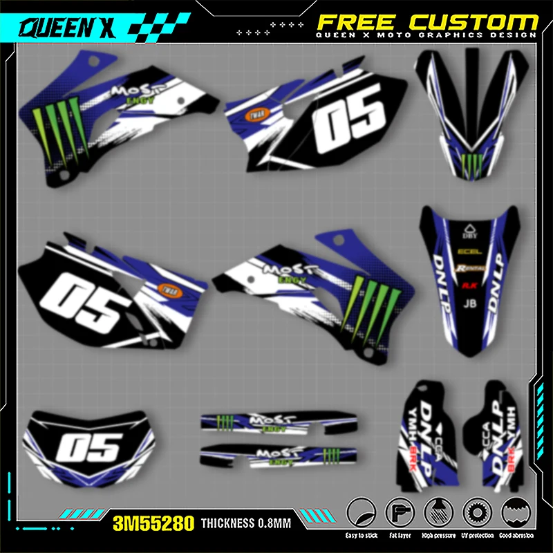 

QUEEN X MOTO Motorcycle Graphics Decals For YAMAHA WRF250 2007 2008 2009 2010 2011 2012 2013 Motorcycle Decal Stickers 007