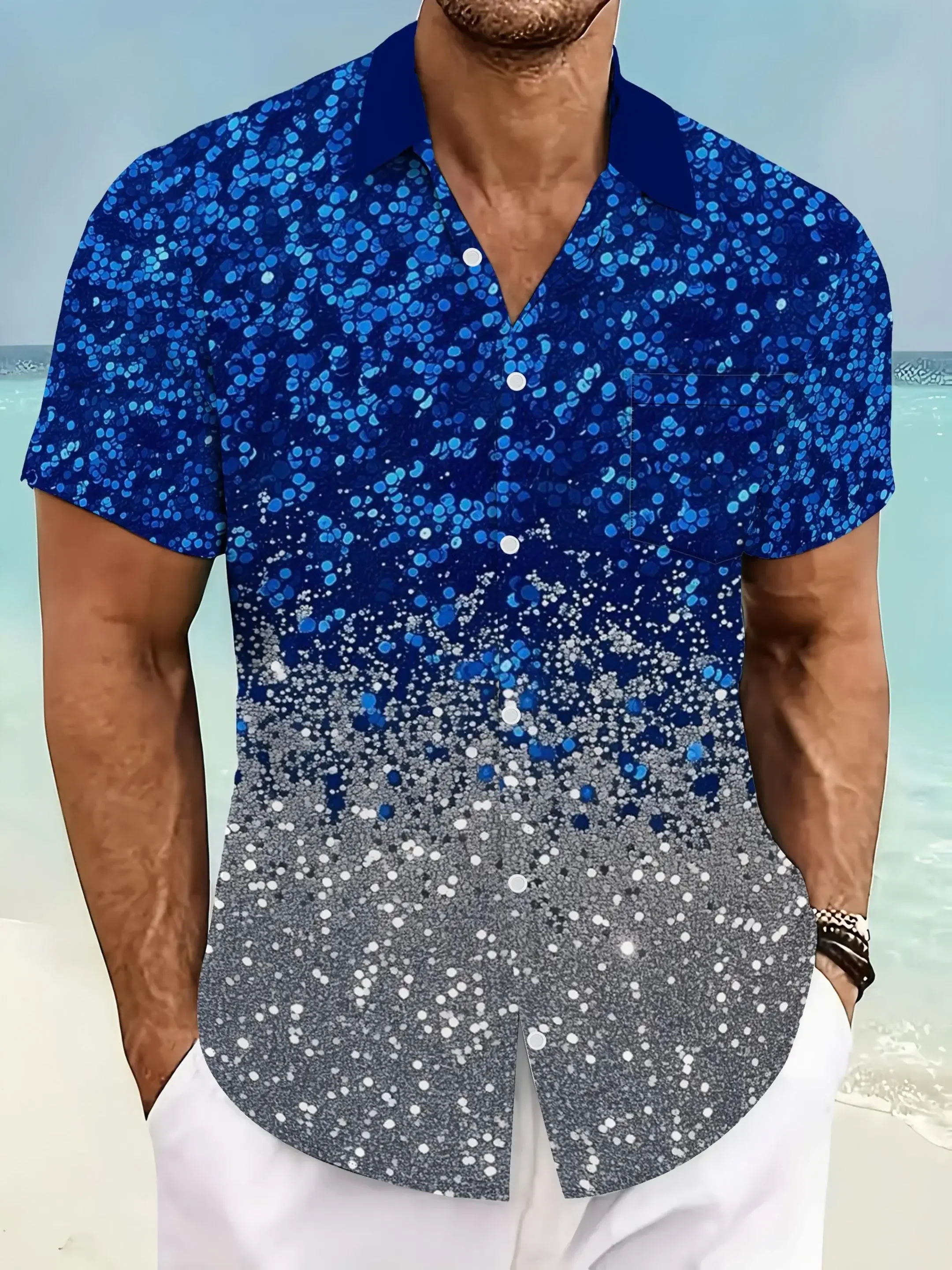 High Street Tropical Print Hawaiian Shirt For Men Summer Man Short Sleeve Casual Fashion Streetwear Party Outfits