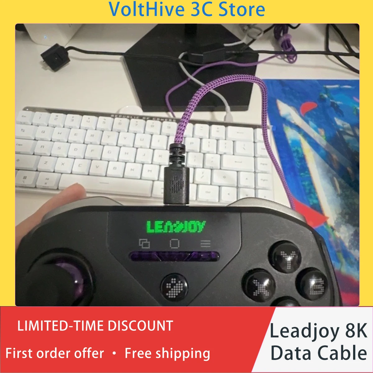 Leadjoy 8K Polling Cable USB‑C Nylon Multi‑Use Gamepad Charging Wire Data Sync Pro for XENO Saber Plus Mobile Controller Gifts
