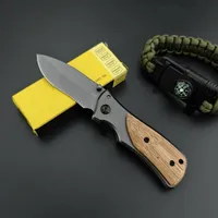 BK X35 Folding Knife 3Cr13Mov Blade 420 Steel Inlaid Olive Wood Handle Outdoor EDC Carrying Pocket Knife Survival Camping Tool