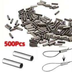 500Pcs/Bag Single Barrel Crimping Sleeves Fishing Line Wire Leader Copper Tube Connectors Mixed Copper Tube Ice Fishing