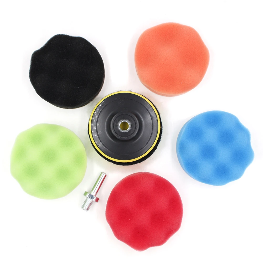 8Pcs/Set Polishing Pad Polish Buffer Drill Wheel 3/5/6/7 Inch Self-Adhesive Buffing Waxing Sponge Wool Wheel for Drill Adaptor