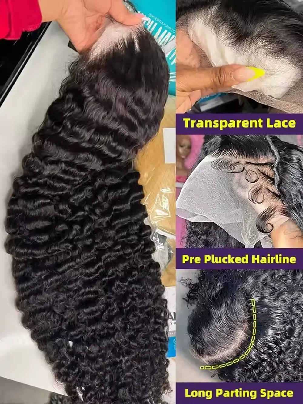 Curly Human Hair Wigs Water Wave Lace Frontal Wig 40 42 Inch Deep Wave 13x4 13x6 HD Lace Frontal Wig On Sale 250% High Density