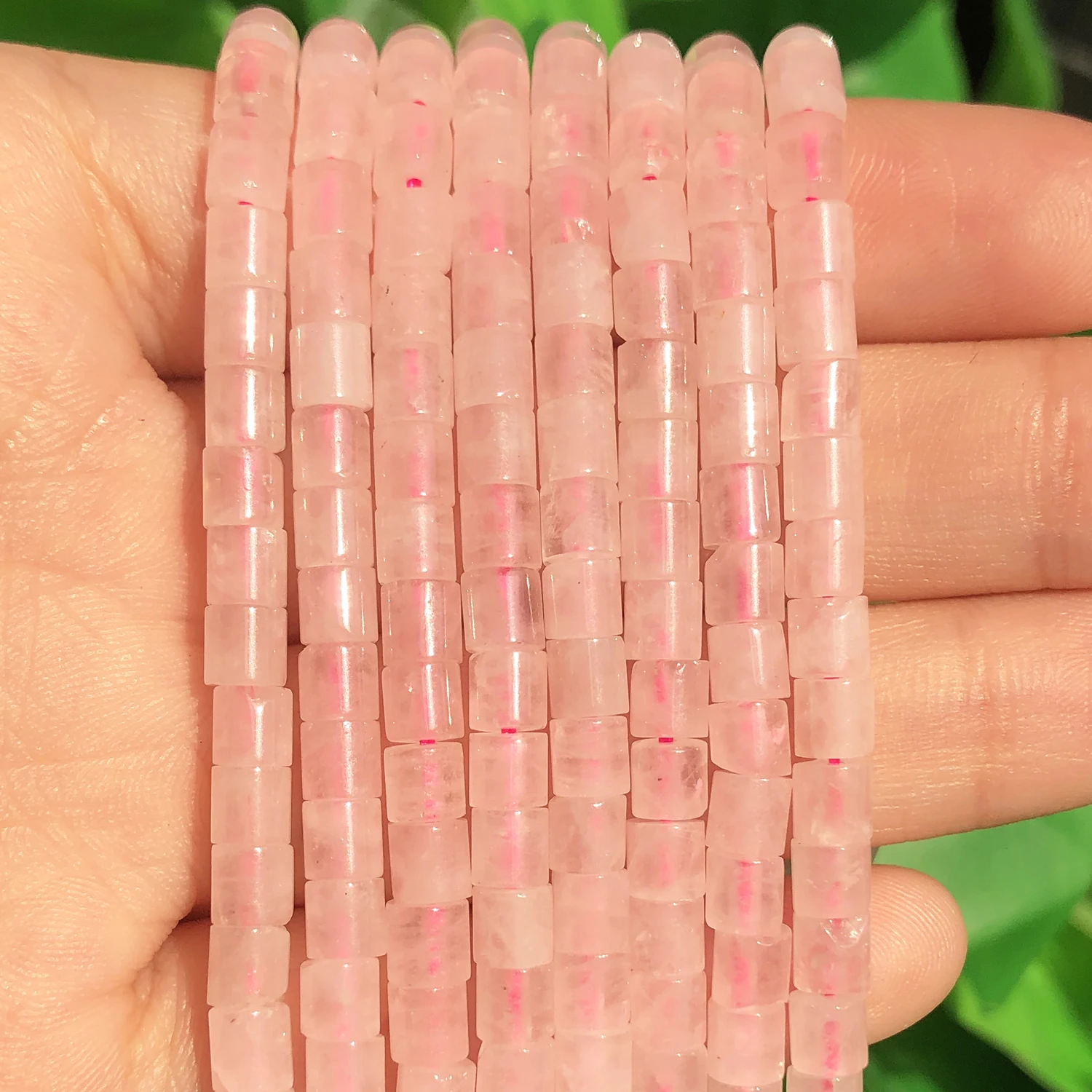 4x4mm Natural Stone Pink Quartz Beads Column Shape Crystals Spacer Beads for Jewelry DIY Making Bracelet Earrings Accessories