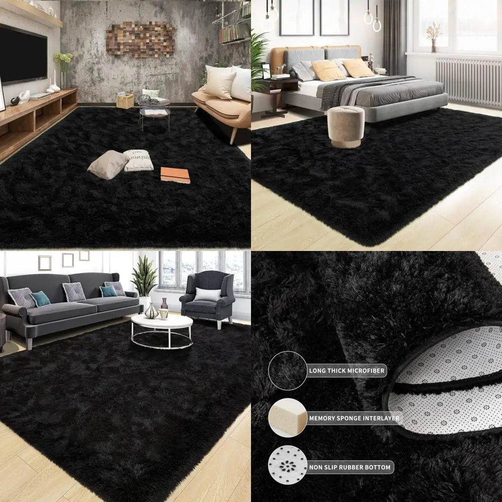 

Luxurious Plush Shag Rugs for Living Spaces, Soft 6x9 Carpets for Bedrooms, Stylish Shaggy Floor Coverings for Children's Rooms