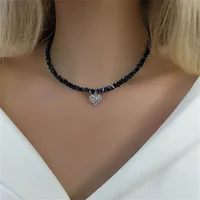 Collier avec pendentif en forme de cœur en Zircon pour femmes, Vintage, Sexy, style Boho, géométrique, Baroque, chaîne en cristal Transparent, bijoux 3