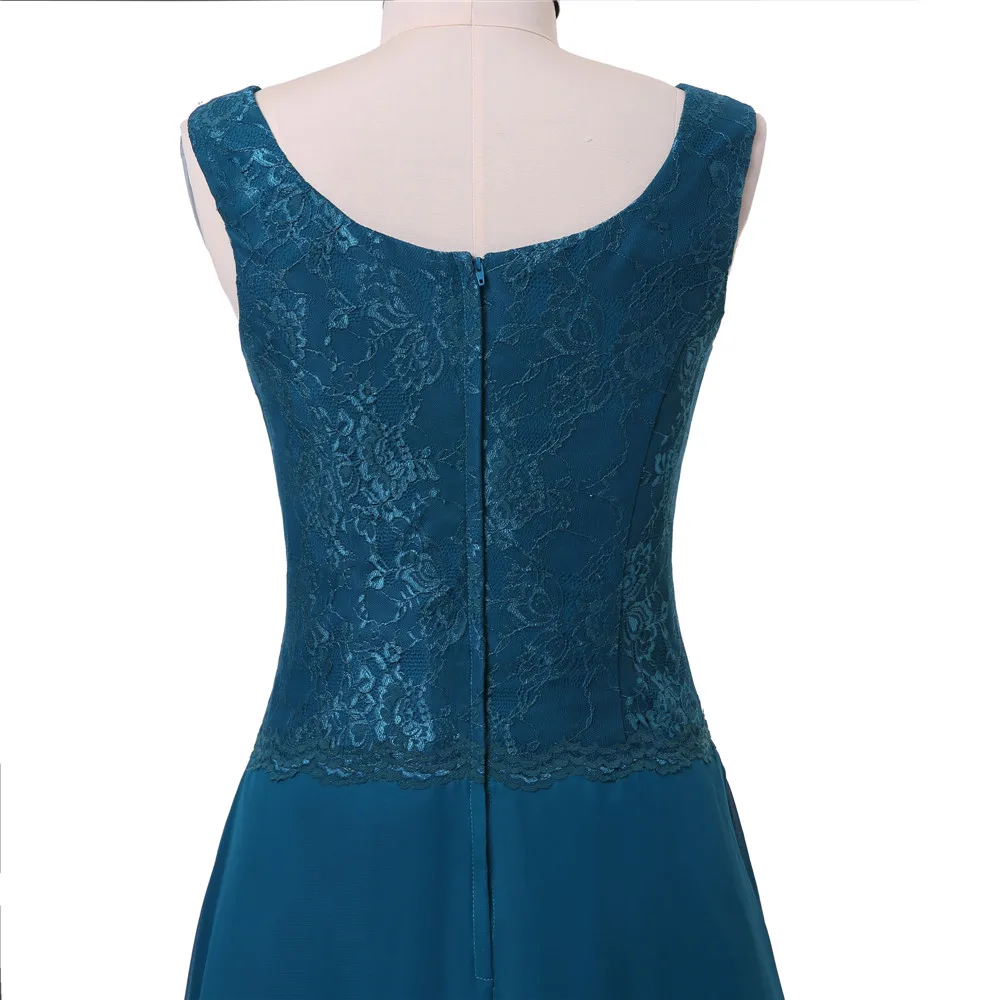 Teal azul mãe da noiva vestidos a linha chá comprimento chiffon rendas com jaqueta curto noivo vestidos de mãe para o casamento