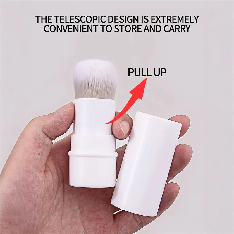 Pennello per trucco morbido retrattile Pennello per fondotinta da viaggio portatile Pennelli per cipria in polvere Pennelli per trucco per fard con copertura antipolvere