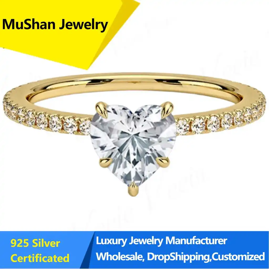 MuShan Jewelry 1 Carat Cultured Diamond Bare Diamond S925 Sterling Silver Ring Earring Necklace Lab Diamond