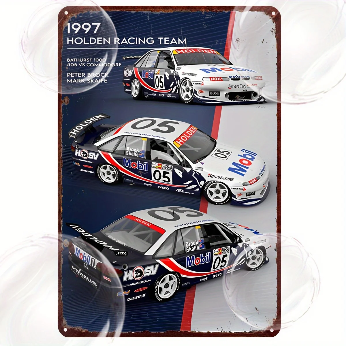 Art mural en métal Vintage Racing Team, panneau rétro en étain avec 3 modèles de voiture emblématiques, décoration de maison, Bar, café, jardin, vintage, 1997