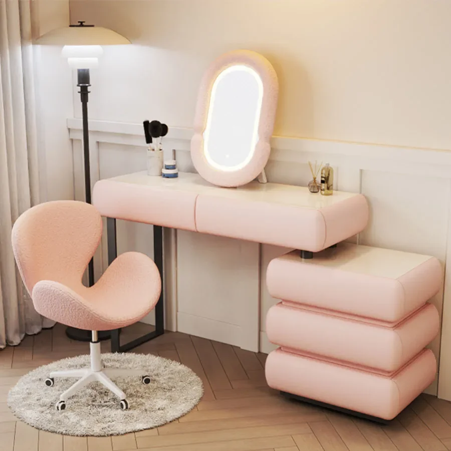 Tocador de esquina para mujer, mueble de almacenamiento compacto y elegante, ideal para maquillaje, artista y adolescentes