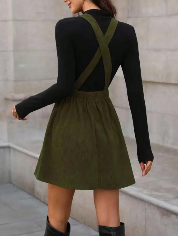 

Women's Corduroy Suspender Skirt Dress Autumn Winter Temperament Fashion 2025 Style