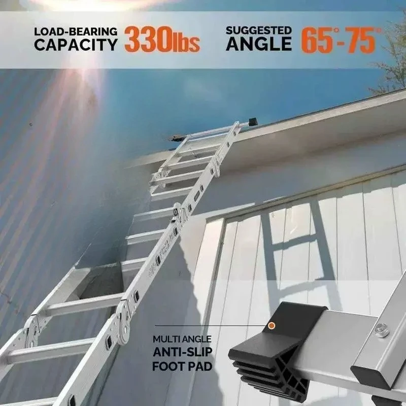 Multifunctional Folding Ladder Aluminum Alloy Portable Ladder Telescopic Extended 7-in-1 Multi-purpose