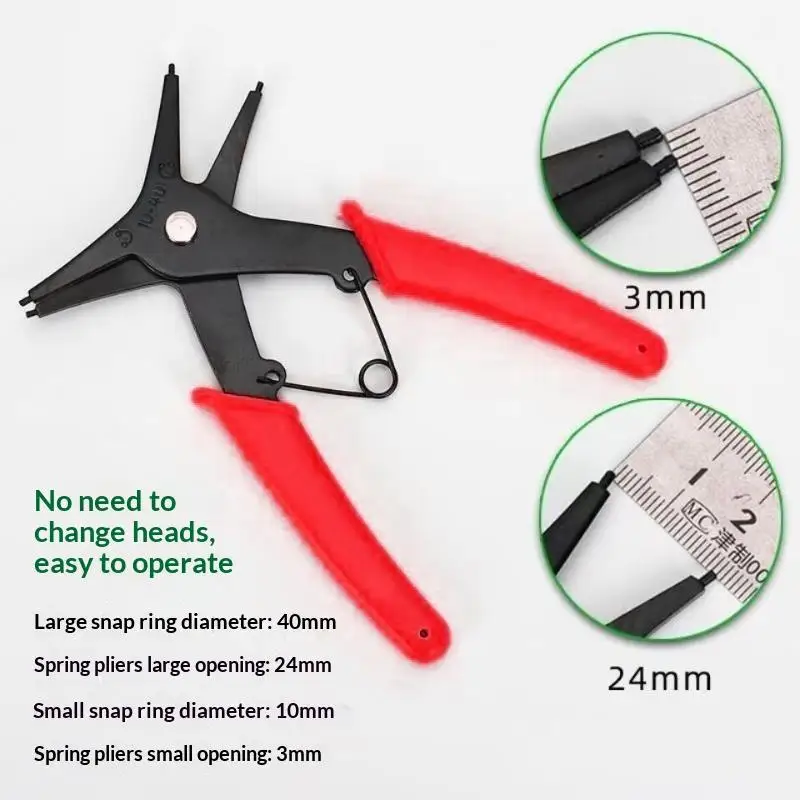 2 In 1 Circlip Pliers With No Head Change Design 3mm To 40mm Opening Perfect For Auto Repair Home DIY